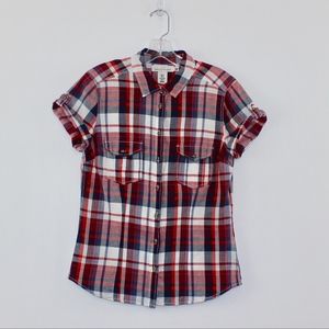 H&M Tops - H & M L.O.G.G. Short Sleeve Plaid Button Down Top H&M Tops - H & M L.O.G.G. Short Sleeve Plaid Button Down Top